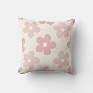 Rosa Cream Daisy Flowers Retro Mönster Kudde