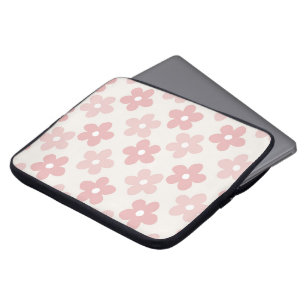 Rosa Cream Daisy Flowers Retro Mönster Laptop Fodral