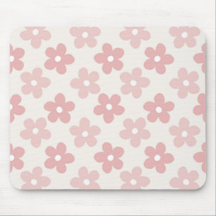 Rosa Cream Daisy Flowers Retro Mönster Musmatta