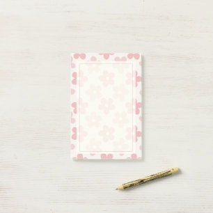 Rosa Cream Daisy Flowers Retro Mönster Post-it Block