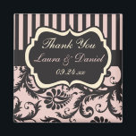 Rosa, Cream, Grått Damask Wedding Favor Magnet<br><div class="desc">Denna  Rosa,  Cream och Grått Rand med Damask Wedding Favor-magnet matchar den bröllopsinbjudan som visas nedan. Texten är allt anpassade så att du kan ändra den till ett spara datum magneter.</div>