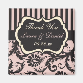  Rosa, Cream, Grått Damask Wedding Favor Magnet