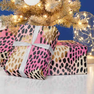 Rosa Cream Guld Leopard Presentpapper