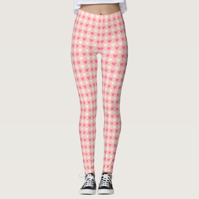 Rosa & Cream Hearts Women's Leggings (Framsida)