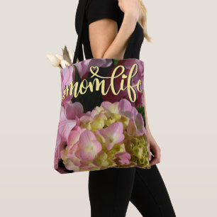 Rosa Cream Hydrangeas gult rosa blommigt mamma liv Tygkasse