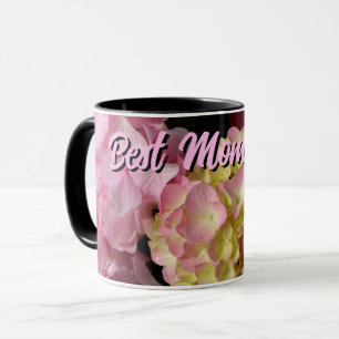 Rosa Cream Hydrangeas gult rosa blommigt Mor Mugg