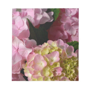 Rosa Cream Hydrangeas gult rosa grönt blommigt Anteckningsblock