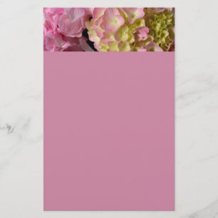Rosa Cream Hydrangeas gult rosa grönt blommigt Brevpapper