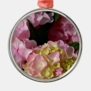 Rosa Cream Hydrangeas gult rosa grönt blommigt Julgransprydnad Metall