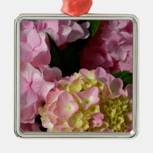 Rosa Cream Hydrangeas gult rosa grönt blommigt Julgransprydnad Metall