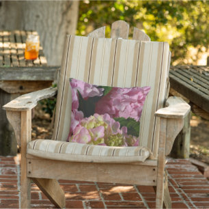 Rosa Cream Hydrangeas gult rosa grönt blommigt Kudde