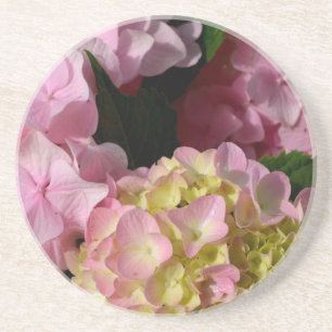 Rosa Cream Hydrangeas gult rosa grönt blommigt Underlägg