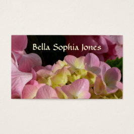 Rosa Cream Hydrangeas gult rosa grönt blommigt Visitkort
