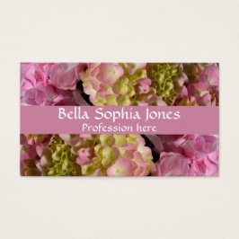 Rosa Cream Hydrangeas gult rosa grönt blommigt Visitkort