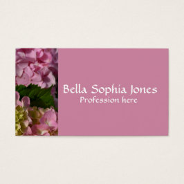 Rosa Cream Hydrangeas gult rosa grönt blommigt Visitkort