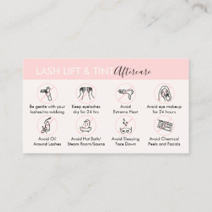 Rosa Cream Lash Hiss och Tint Aftercare Post Visitkort