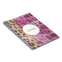 Rosa Cream Leopard Animal Gnistra Anteckningsbok