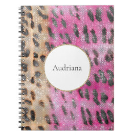 Rosa Cream Leopard Animal Gnistra Anteckningsbok