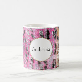 Rosa Cream Leopard Animal Gnistra Kaffemugg