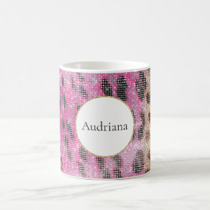Rosa Cream Leopard Animal Gnistra Kaffemugg