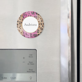 Rosa Cream Leopard Animal Gnistra Magnet
