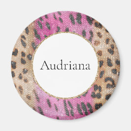 Rosa Cream Leopard Animal Gnistra Magnet