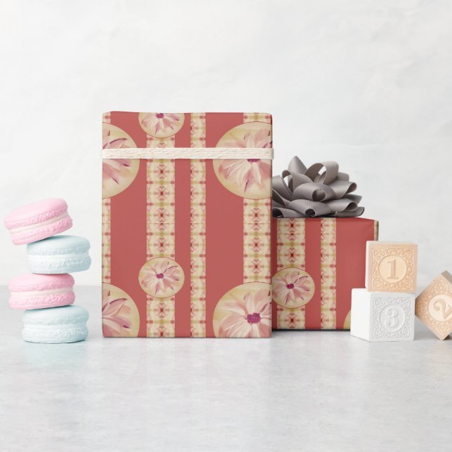 Rosa Cream och Ro Blommigt Presentpapper (Baby Shower)