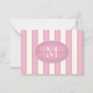 Rosa & Cream Rand Oval Framed Monogram Anpassnings Anteckningskort