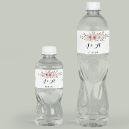 Rosa Cream Ro Graphic Blommigt Design Vatten Vattenflaskor Etikett