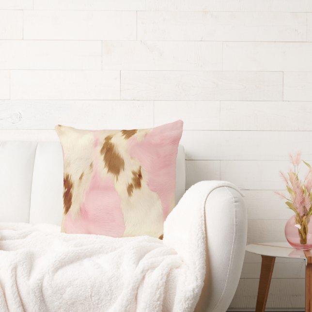Rosa Cream White Brown Cowhide Kudde (Soffa)