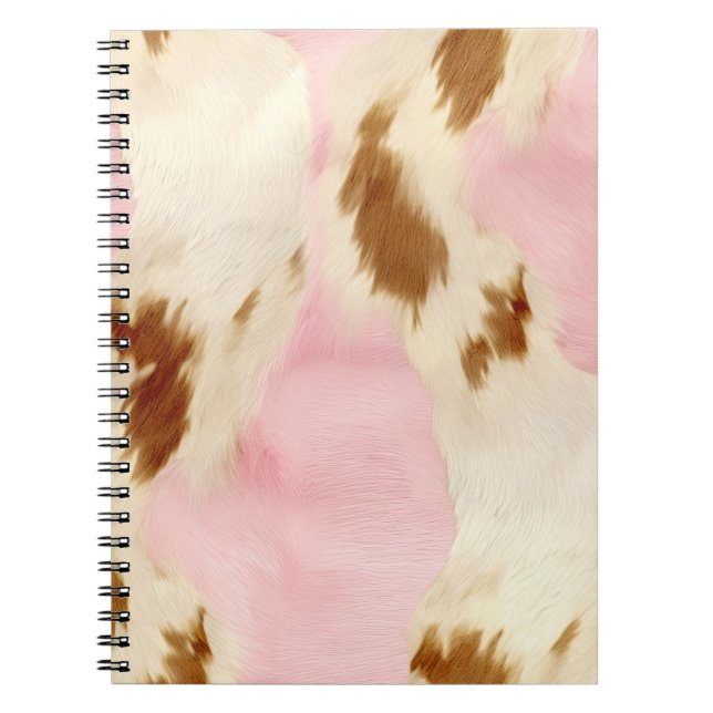  Rosa Cream White Guld Cowhide Anteckningsbok (Framsidan)