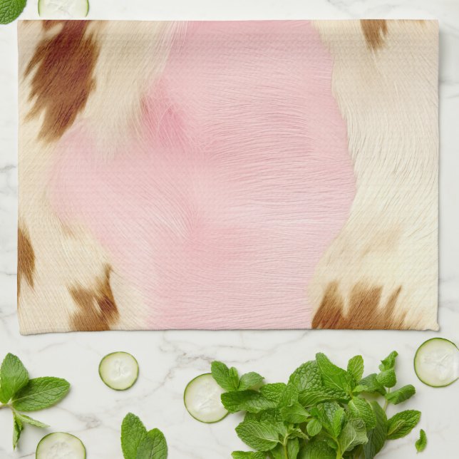  Rosa Cream White Guld Cowhide Kökshandduk (Vikta)