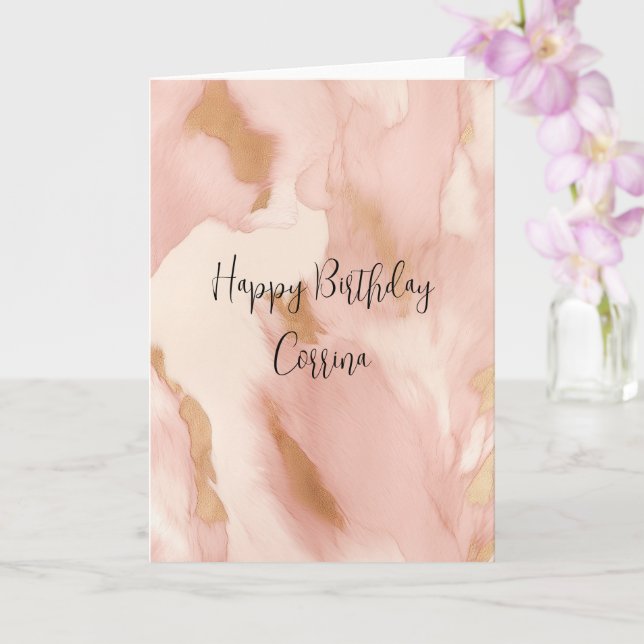  Rosa Cream White Guld Cowhide Kort (Orkide)