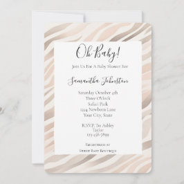 Rosa Cream Zebra Animal Print Baby Shower Inbjudningar