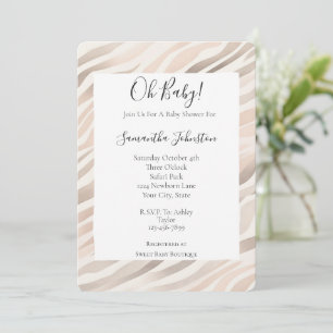 Rosa Cream Zebra Animal Print Baby Shower Inbjudningar