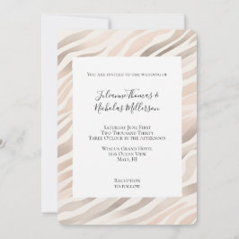 Rosa Cream Zebra Animal Print Bröllop Inbjudningar
