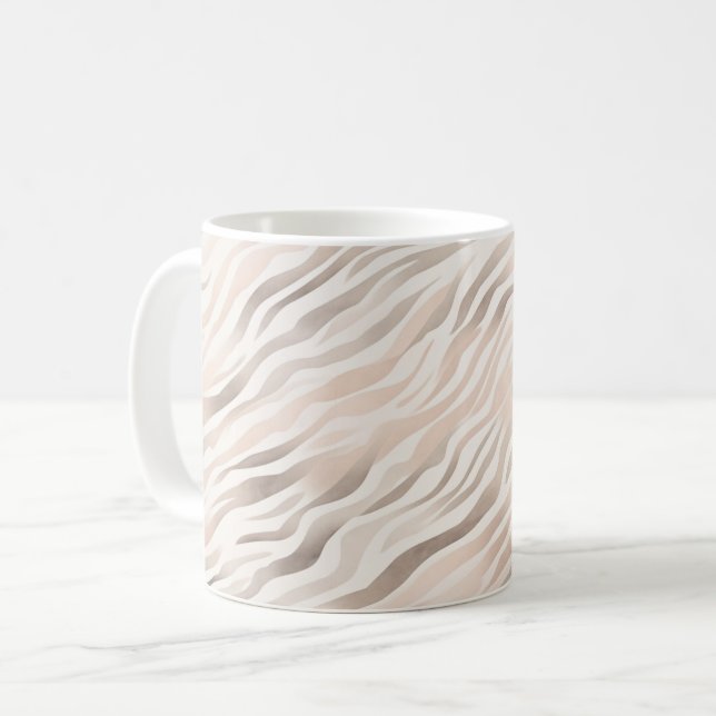 Rosa Cream Zebra Animal Print Kaffemugg (Framsida vänster)