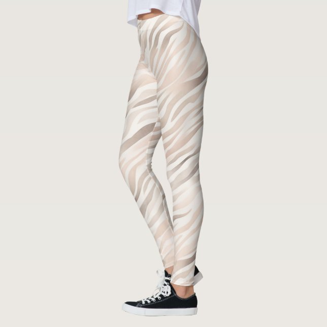 Rosa Cream Zebra Animal Print Leggings (Vänster)