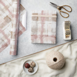 Rosa Crème Brun Abstrakt Ränder Födelsedag Presentpapper
