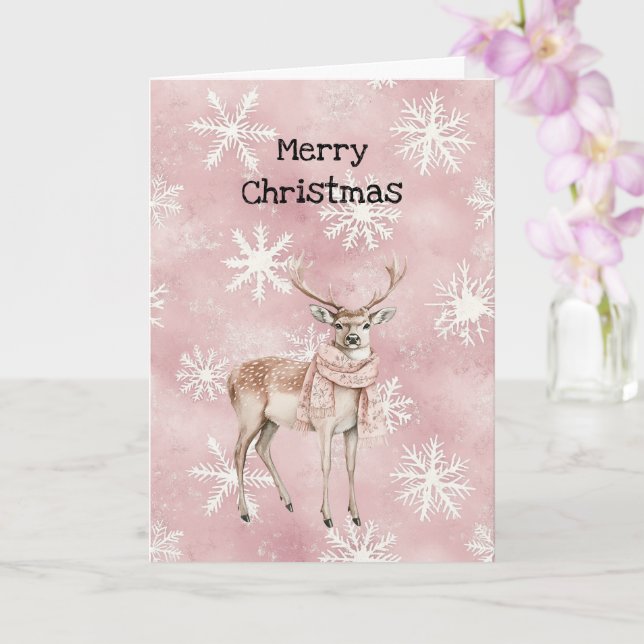 Rosa Crème Dov Hjälm Snöflingor Jul Kort (Orkide)