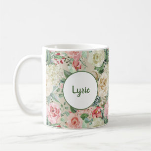 Rosa & Creme Watercolor Ro Personlig Kaffemugg