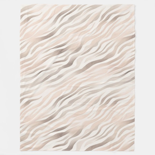 Rosa Creme Zebra Djurtryck   Fleecefilt (Framsidan)