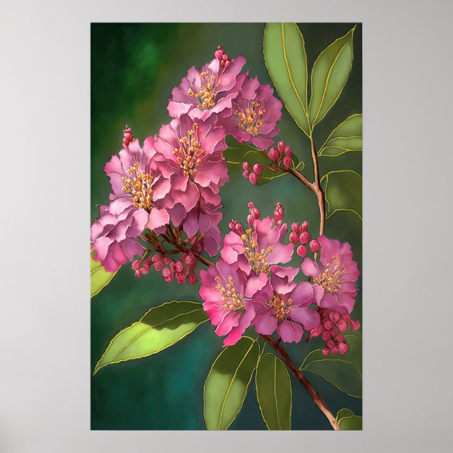 Rosa Crepe Myrtle Flowers Art Print Poster (Framsidan)