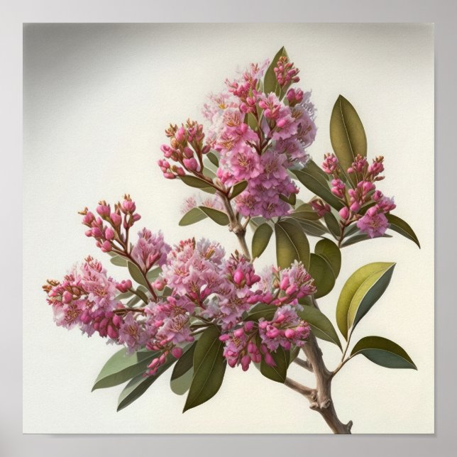 Rosa Crepe Myrtle Flowers Art Print Poster (Framsidan)