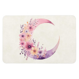 Rosa Crescent Måne med Söt Flowers Magnet