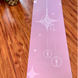 Rosa Crescent Måne och Shooting Stars Yoga Mat