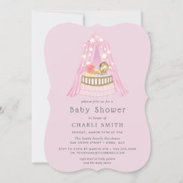 Rosa Crib Flicka Baby Shower-inbjudan Inbjudningar