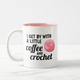 Rosa Crochet och kaffetråd Två-Tonad Mugg