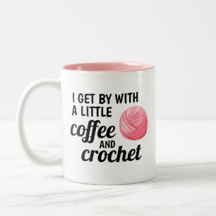 Rosa Crochet och kaffetråd Två-Tonad Mugg