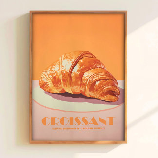 Rosa croissanttryck bakverk affisch Minimalistisk